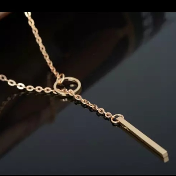 Dainty Gold Toned Circle Drop Lariat Necklace - Picture 8 of 8